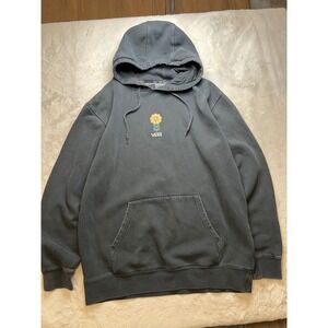 Vans Flower Graphic Hoodie Mens L Charcoal Black Excellent Off The Wall Pullover